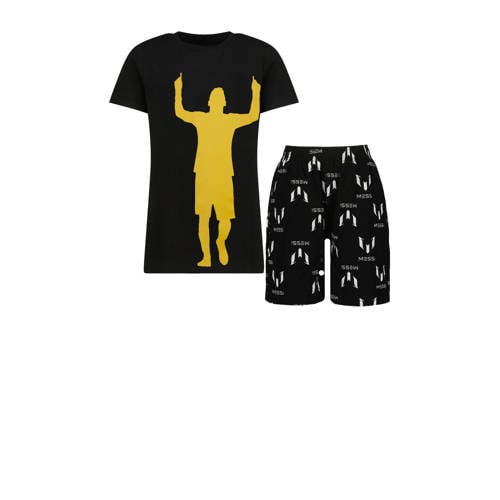 Messi shortama zwart/wit Jongens Stretchkatoen Ronde hals Printopdruk