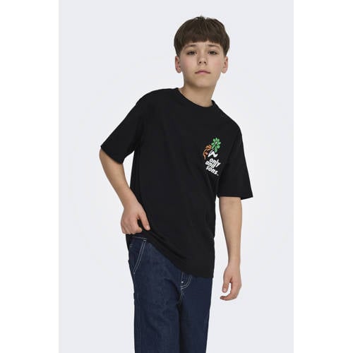 ONLY & SONS JUNIOR T-shirt zwart Jongens Katoen Ronde hals Backprint - maat 146/152 afbeelding