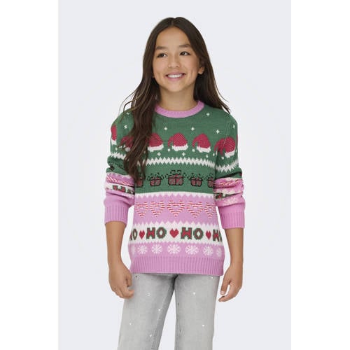 KIDS ONLY GIRL kersttrui roze Meisjes Acryl Ronde hals All over print