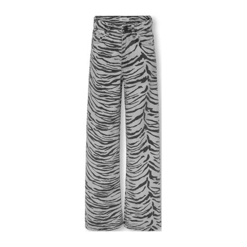 KIDS ONLY GIRL high waist wide leg jeans grijs Meisjes Denim Dierenprint