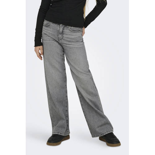 KIDS ONLY GIRL wide leg jeans grey denim Grijs All over print