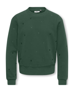 sweater met hartjes donkergroen