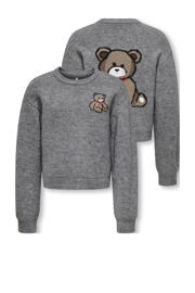 thumbnail: KIDS ONLY GIRL trui met backprint grijs melange gebreid