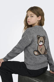 thumbnail: KIDS ONLY GIRL trui met backprint grijs melange gebreid