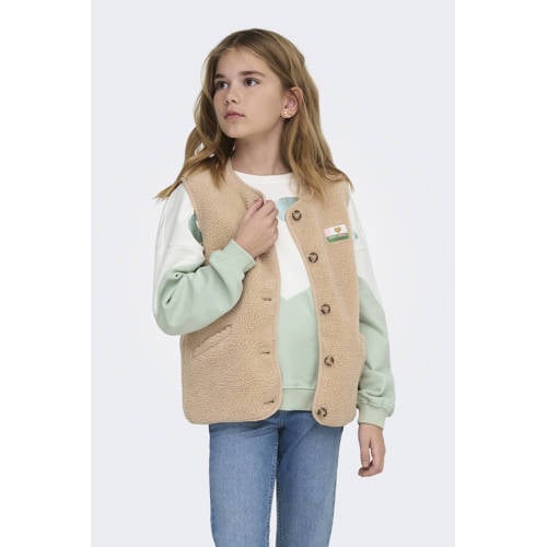 KIDS ONLY GIRL teddy gilet zand Beige Effen