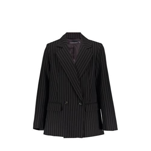 Frankie&Liberty oversized blazer zwart Meisjes Polyester Reverskraag Streep - maat 188 afbeelding