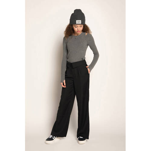 Frankie&Liberty straight casual broek zwart Meisjes Polyester Effen - maat 176 afbeelding