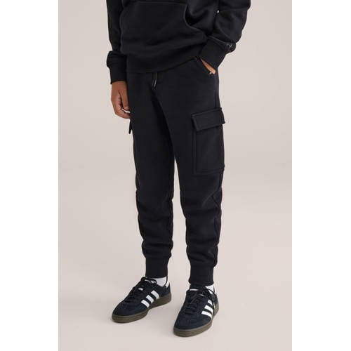 WE Fashion Blue Ridge slim cargo broek zwart Jongens Katoen Effen - maat 158 afbeelding