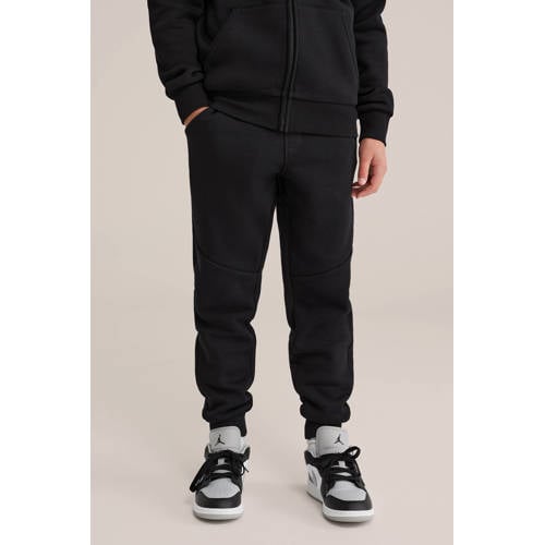 WE Fashion Blue Ridge slim sweatpants Broek Zwart Jongens Katoen Effen
