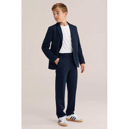 WE Fashion colbert donkerblauw Jongens Polyester Klassieke kraag Effen - maat 146/152 afbeelding