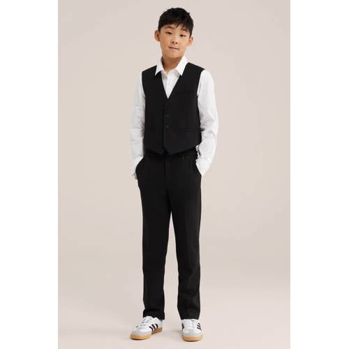 WE Fashion gilet zwart Jongens Katoen V-hals Effen - maat 146/152 afbeelding