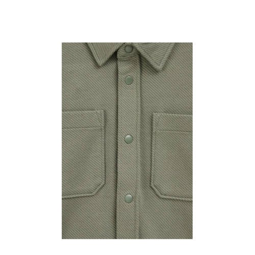 WE Fashion Blue Ridge overshirt olijfgroen Overhemd Jongens Katoen Klassieke kraag