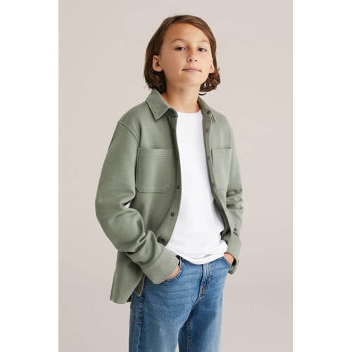 WE Fashion Blue Ridge overhemd olijfgroen Jongens Katoen Klassieke kraag - maat 146/152 afbeelding