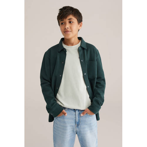 WE Fashion Blue Ridge overhemd donkergroen Jongens Katoen Klassieke kraag - maat 170/176 afbeelding