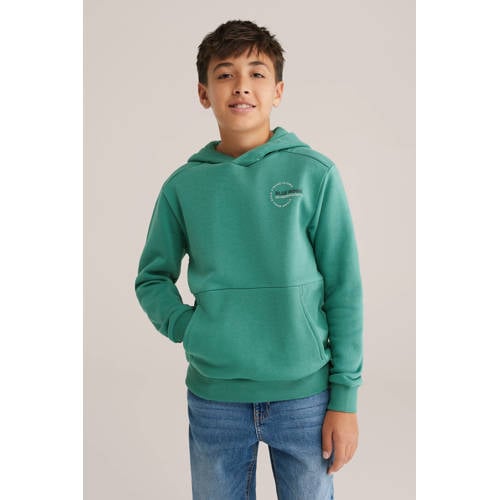WE Fashion Blue Ridge hoodie donkergroen Sweater Effen
