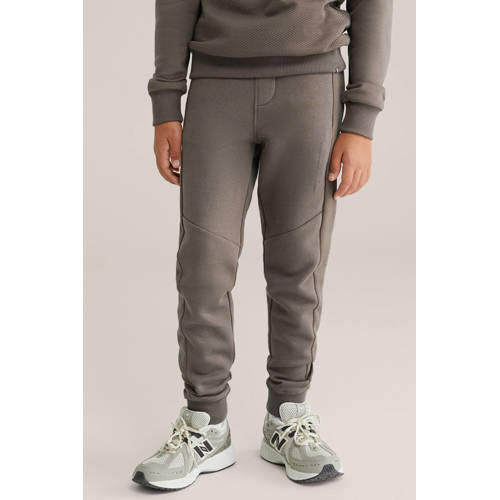 WE Fashion Blue Ridge slim casual broek bruin Jongens Sweat Effen