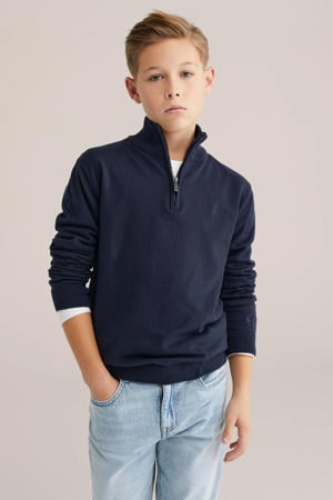 trui marineblauw fijn gebreid