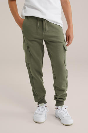 slim casual broek olijfgroen