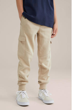 slim cargo broek beige