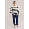 WE Fashion Blue Ridge gestreepte trui ecru rib gebreid