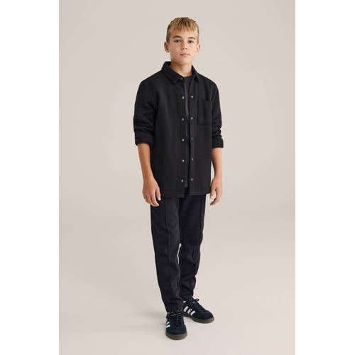 WE Fashion slim casual broek zwart Jongens Katoen Effen