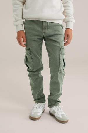 tapered cargo jeans donkergroen