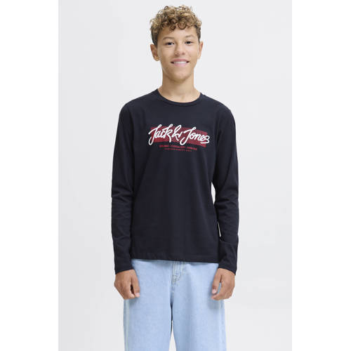 JACK & JONES JUNIOR longsleeve donkerblauw Jongens Katoen Ronde hals Logo - maat 164 afbeelding