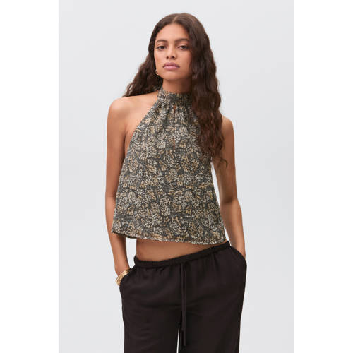 MANGO TEEN haltertop beige All over print - maat 172(L) afbeelding