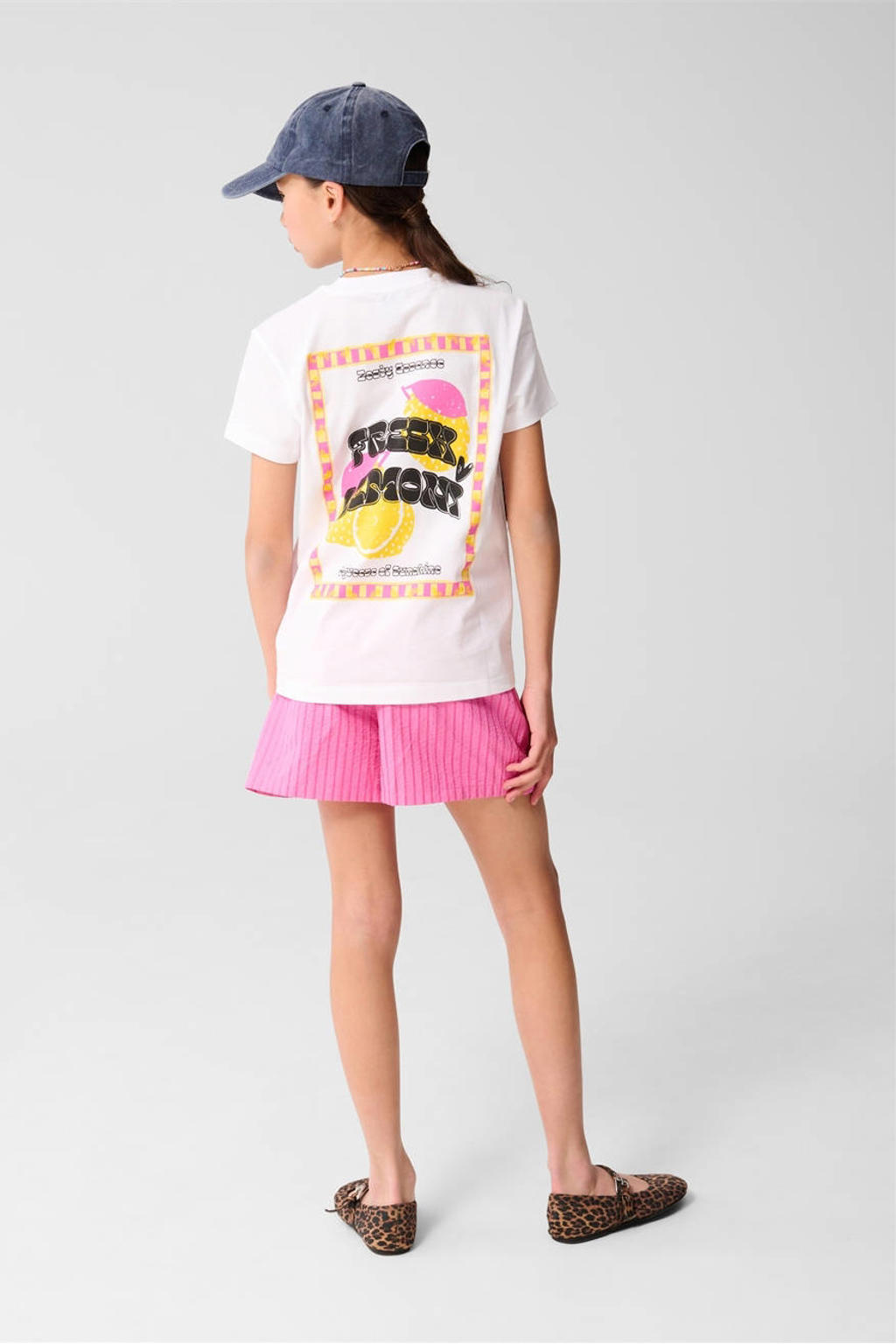 Witte meisjes Shoeby T-shirt van katoen met backprint, korte mouwen en ronde hals