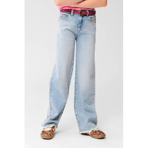 Shoeby high waist wide leg jeans light blue denim Blauw Meisjes Katoen