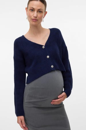 zwangerschaps cardigan donkerblauw rib gebreid