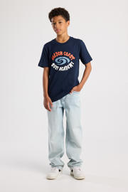 thumbnail: Donkerblauwe jongens America Today T-shirt van katoen met printopdruk, korte mouwen en ronde hals
