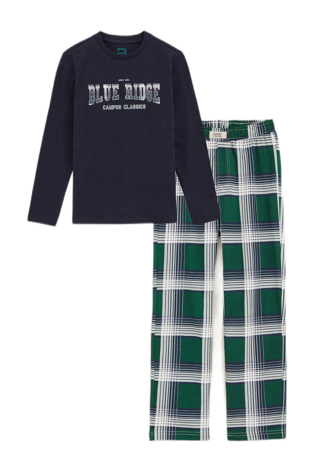 WE Fashion Blue Ridge pyjamaset donkerblauw/groen/wit
