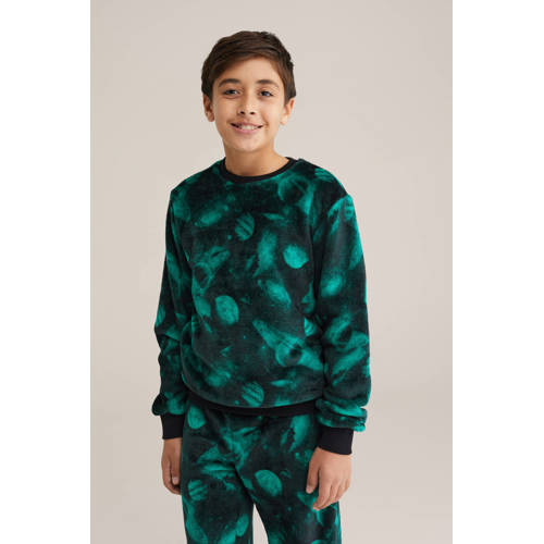 WE Fashion fleece pyjama blauw Tie-dye - maat 170/176 afbeelding