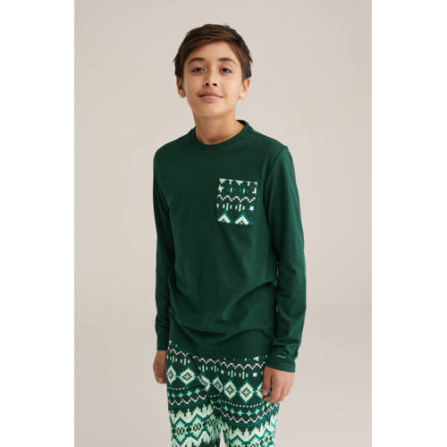 WE Fashion pyjamaset groen Jongens Katoen Ronde hals All over print - maat 158/164 afbeelding