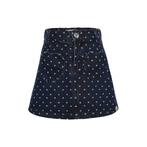 LOOXS little spijkerrok met hartjes dark blue denim Blauw Meisjes Katoen - maat 110 afbeelding