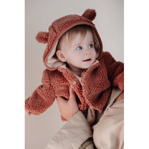 Little Dutch teddy jas winter roze Effen