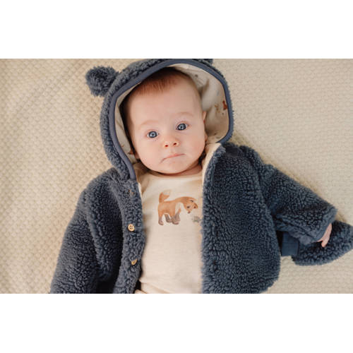 Little Dutch teddy jas winter blauw Jongens Polyester Capuchon Effen - maat 62 afbeelding