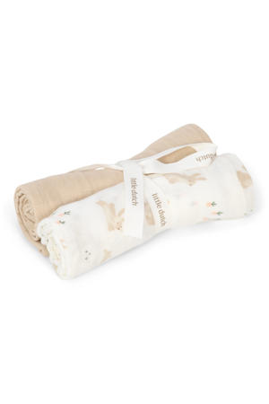 hydrofiele swaddle doek Baby Bunny - wit/beige (set van 2)