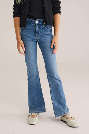 flared jeans medium blue denim