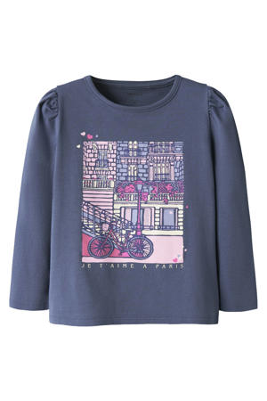 longsleeve met backprint donkerblauw