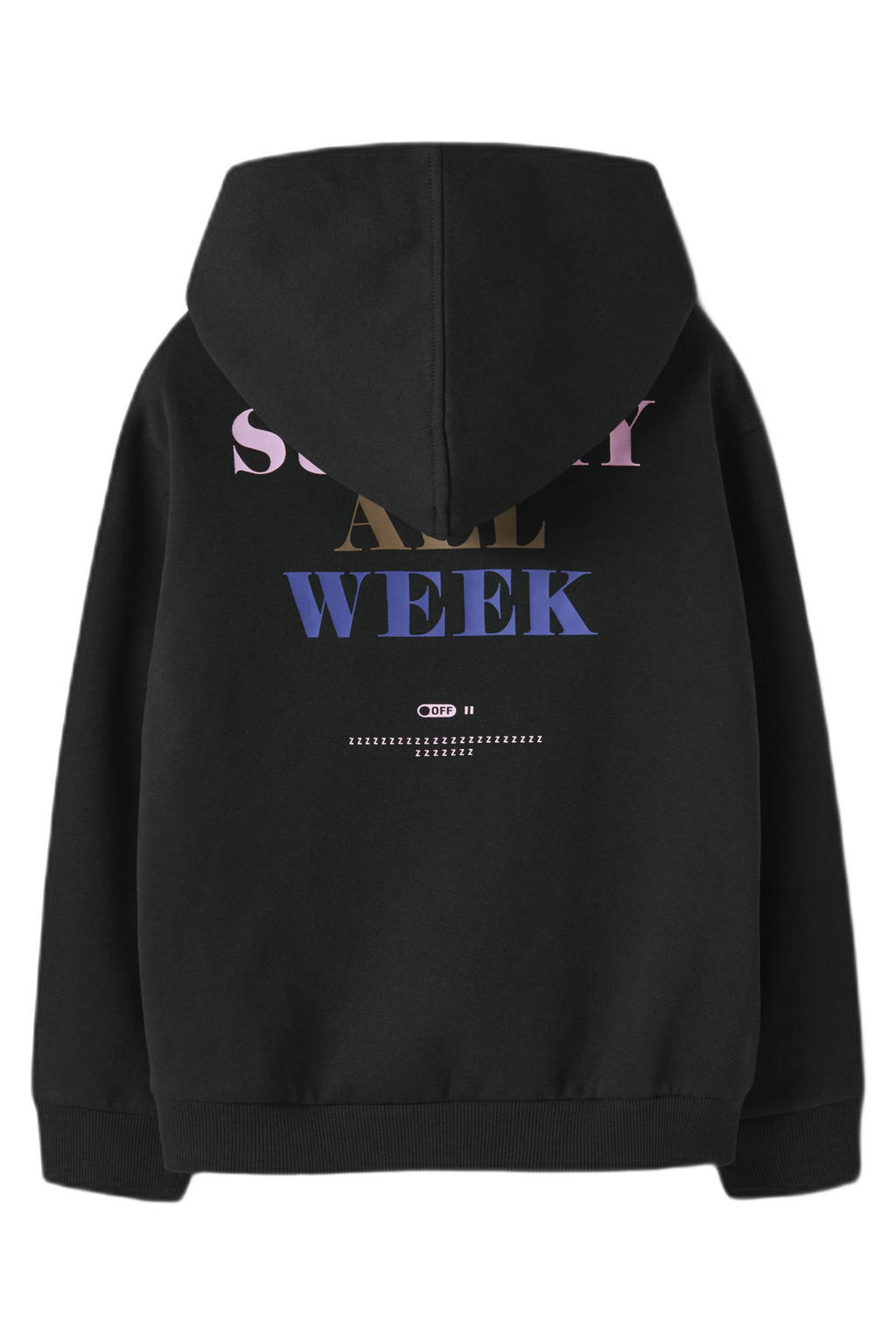 Zwarte meisjes NAME IT KIDS hoodie van sweat materiaal met backprint, lange mouwen en ronde hals