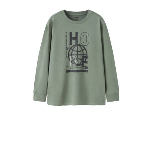 NAME IT KIDS longsleeve donkergroen Jongens Katoen Ronde hals Printopdruk - maat 116 afbeelding