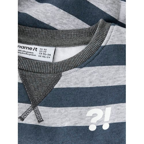 NAME IT MINI gestreepte sweater grijs Streep