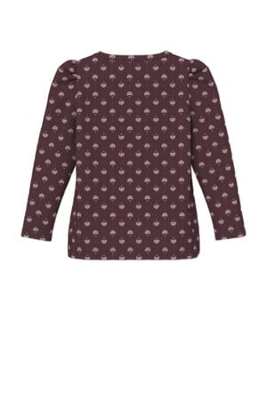 gebloemde longsleeve roodbruin
