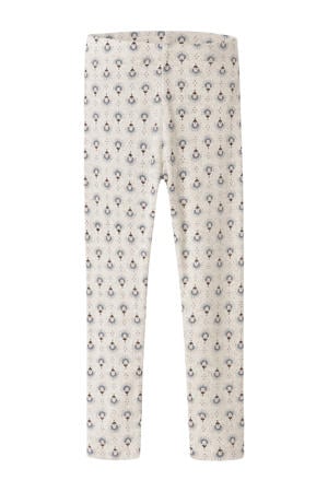 gebloemde legging beige