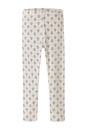 gebloemde legging beige