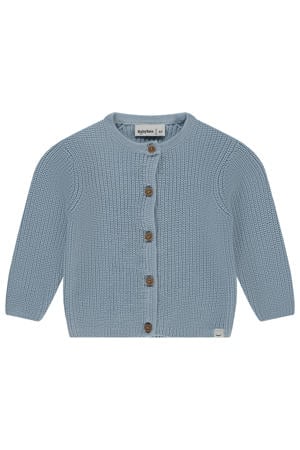 vest blauw grof gebreid