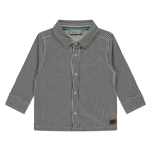 Babyface gestreepte longsleeve blauw Jongens Stretchkatoen Klassieke kraag