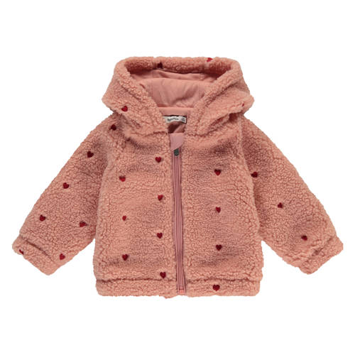 Babyface teddy jas winter roze Hartjes - maat 74 | Jas van Babyface afbeelding
